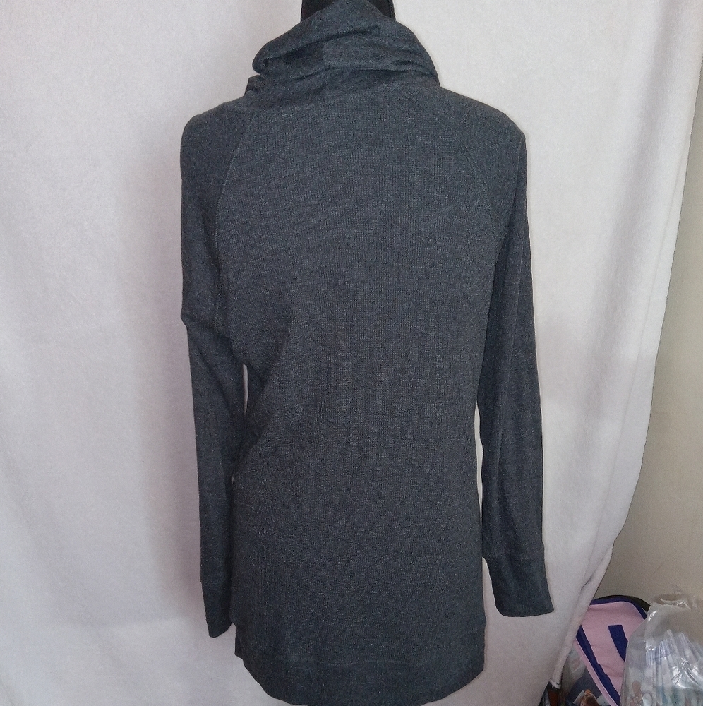 Eddie Bauer Tunic Sweater Women's Size M Gray Cowl Neck Waffle Knit Long Sleeve - Picture 10 of 12